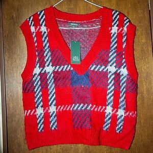 Wild Fable Red Plaid Knit Vest